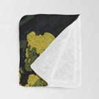 The Downwards Climbing - Summer Tree & Mountain Ukiyoe Nature Landscape in Green Throw Blanket Gallery Image 3