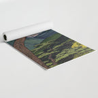 The Downwards Climbing - Summer Tree & Mountain Ukiyoe Nature Landscape in Green Yoga Mat Gallery Image 2