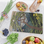 The Downwards Climbing - Summer Tree & Mountain Ukiyoe Nature Landscape in Green Cutting Board Gallery Image 2