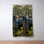 The Downwards Climbing - Summer Tree & Mountain Ukiyoe Nature Landscape in Green Window Curtain Gallery Image 3