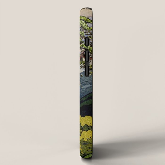 The Downwards Climbing - Summer Tree & Mountain Ukiyoe Nature Landscape in Green iPhone Case Gallery Image 2