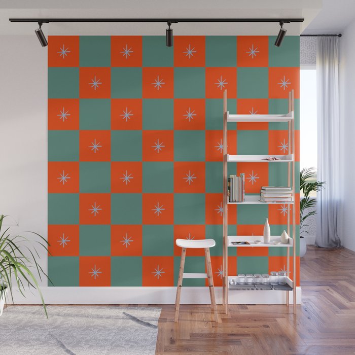 Grid Christmas snowflakes Wall Mural Gallery Image 1