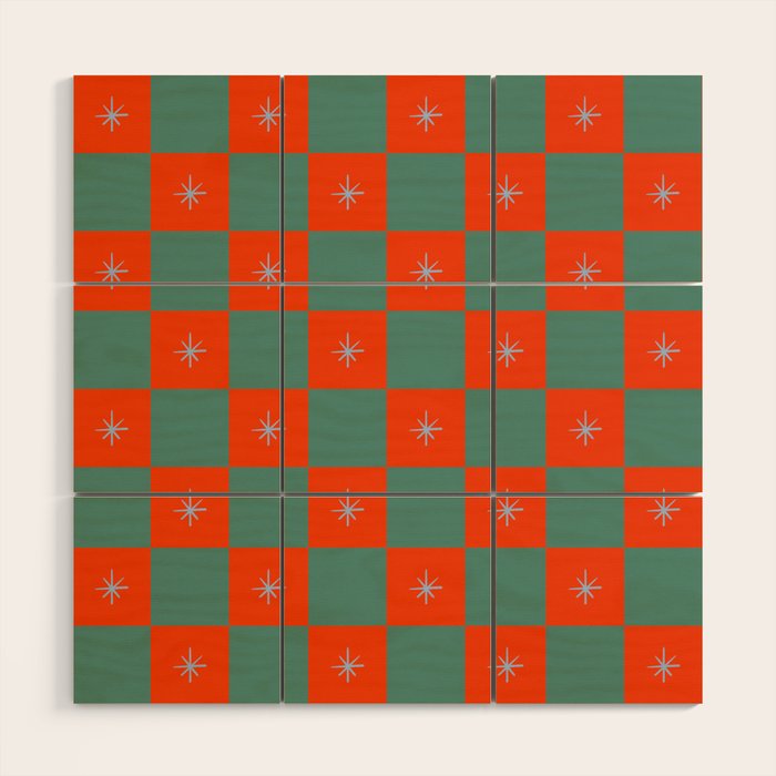 Grid Christmas snowflakes Wood Wall Art Gallery Image 1