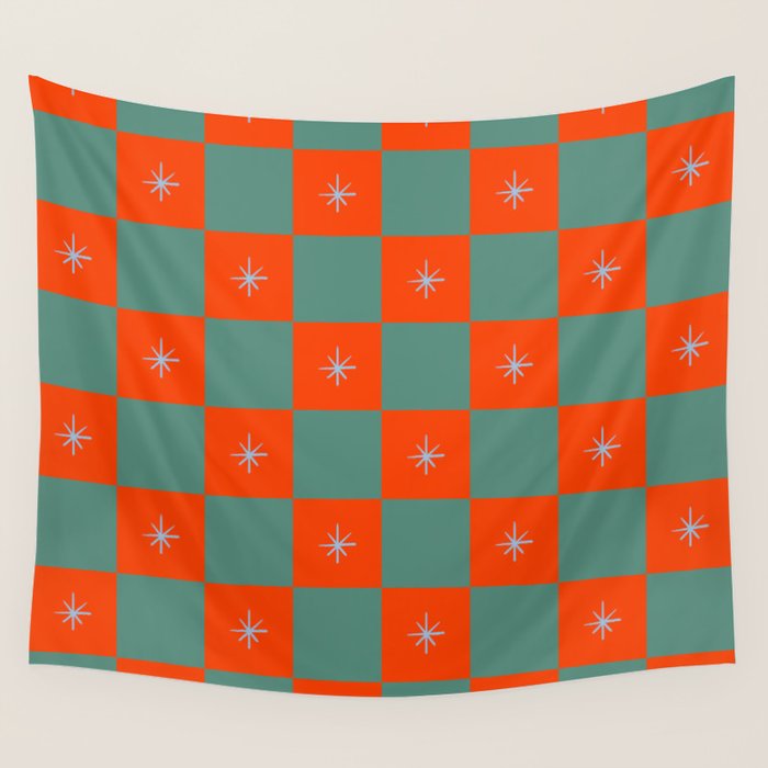 Grid Christmas snowflakes Wall Tapestry Gallery Image 4