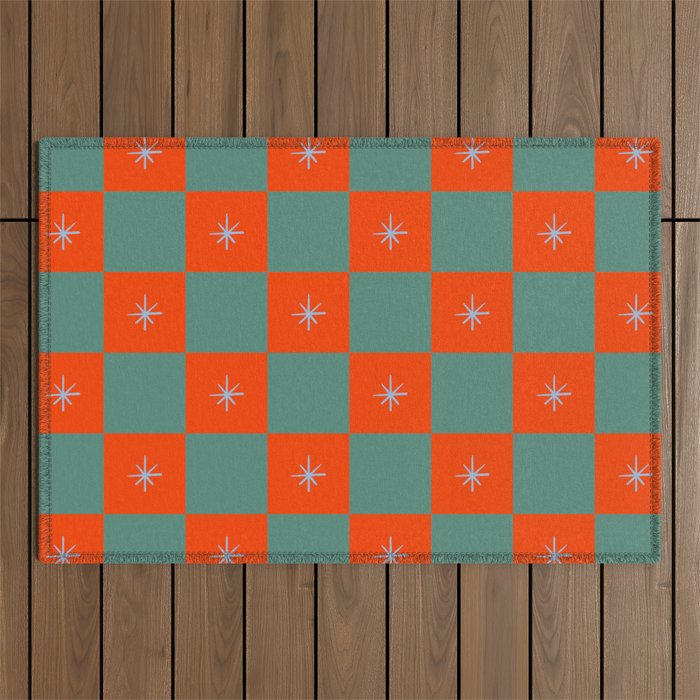 Grid Christmas snowflakes Outdoor Rug Gallery Image 1
