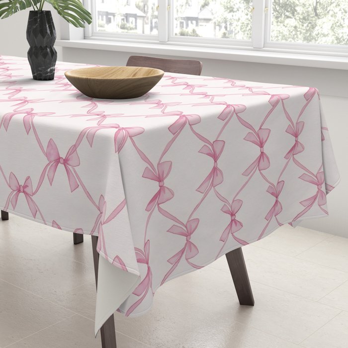Coquette Aesthetic Pastel Pink Bows Cute Balletcore Joy of Together Tablecloth Gallery Image 3