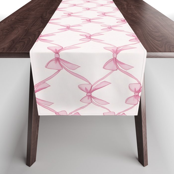 Coquette Aesthetic Pastel Pink Bows Cute Balletcore Joy of Together Table Runner Gallery Image 1