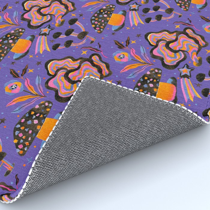 Trippy mushrooms and stars - purple Rug Gallery Image 4
