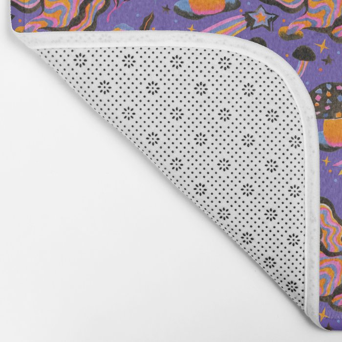 Trippy mushrooms and stars - purple Bath Mat Gallery Image 2