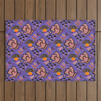 Trippy mushrooms and stars - purple Outdoor Rug Gallery Image 1