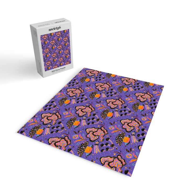 Trippy mushrooms and stars - purple Jigsaw Puzzle Gallery Image 2