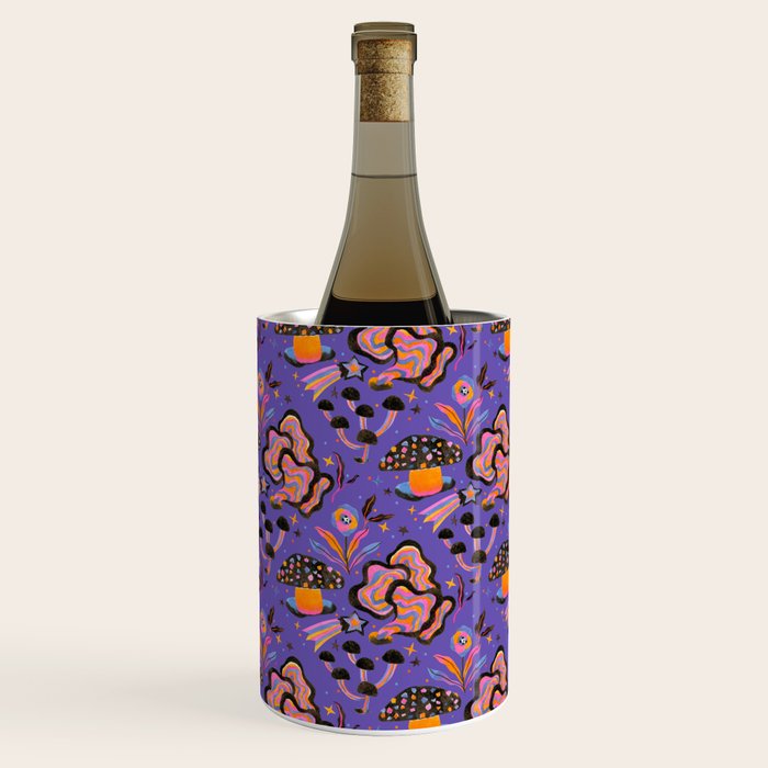Trippy mushrooms and stars - purple Wine Chiller Gallery Image 2
