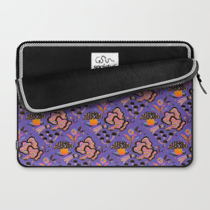 Trippy mushrooms and stars - purple Laptop Sleeve Gallery Image 2