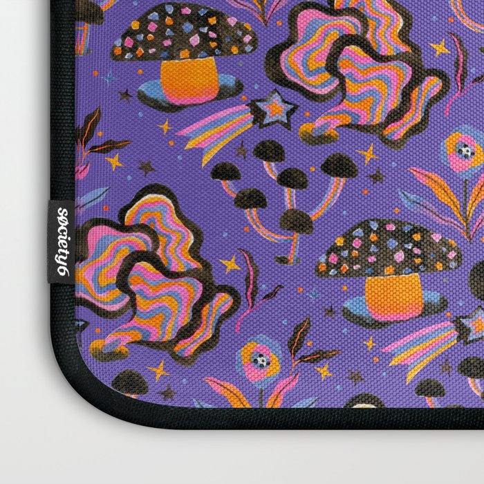 Trippy mushrooms and stars - purple Laptop Sleeve Gallery Image 3