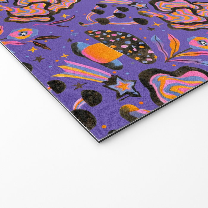 Trippy mushrooms and stars - purple Welcome Mat Gallery Image 2