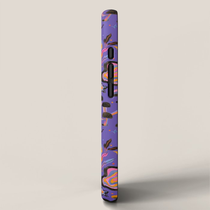 Trippy mushrooms and stars - purple iPhone Case Gallery Image 2