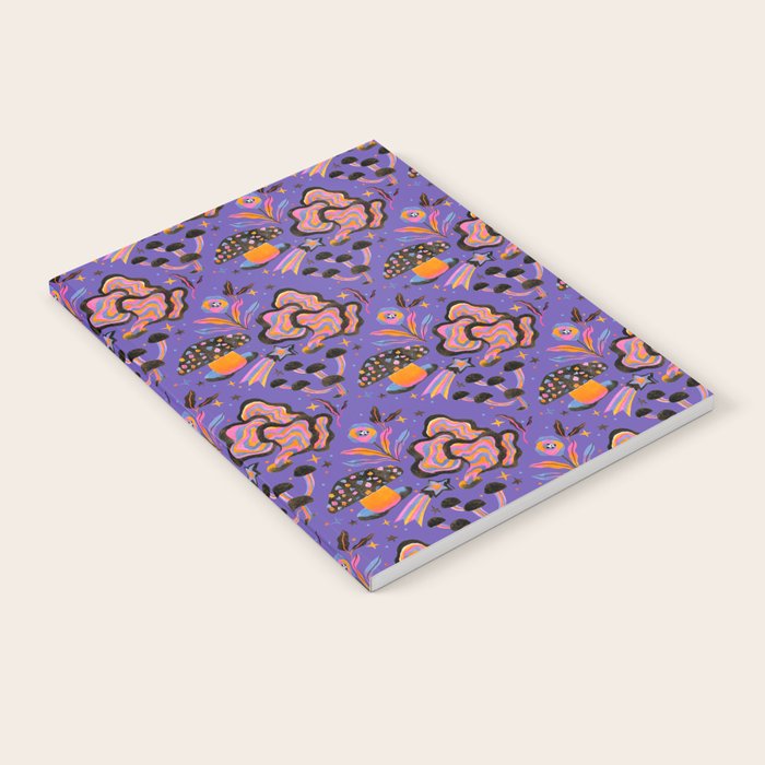 Trippy mushrooms and stars - purple Notebook Gallery Image 2