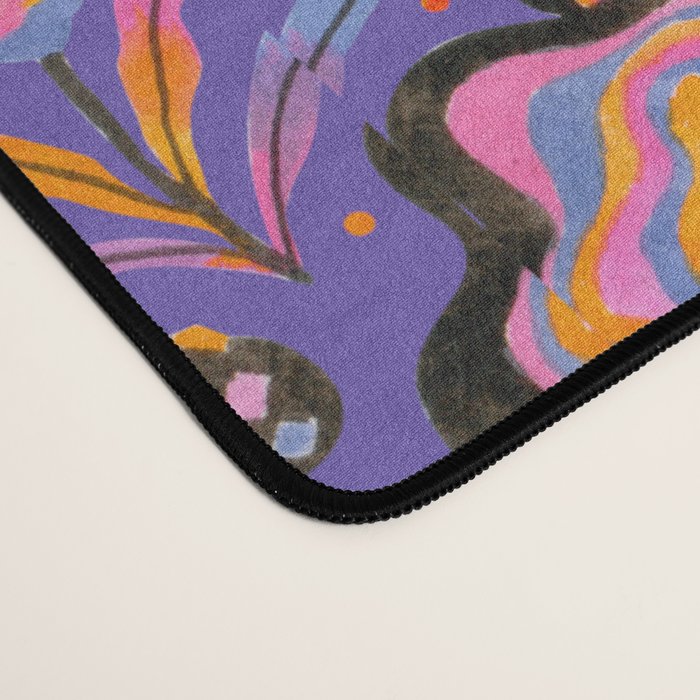 Trippy mushrooms and stars - purple Desk Mat Gallery Image 4