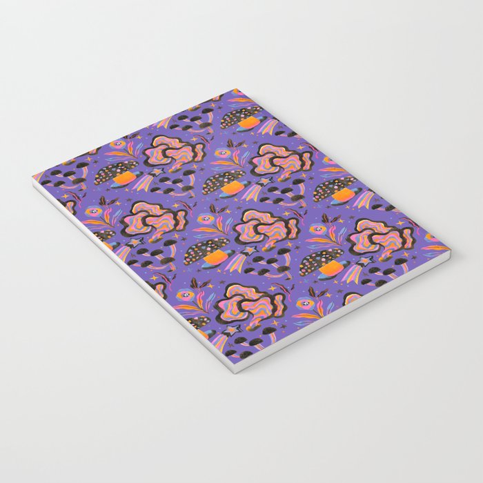 Trippy mushrooms and stars - purple Notebook Gallery Image 3