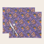 Trippy mushrooms and stars - purple Placemat Gallery Image 1