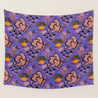 Trippy mushrooms and stars - purple Wall Tapestry Gallery Image 4