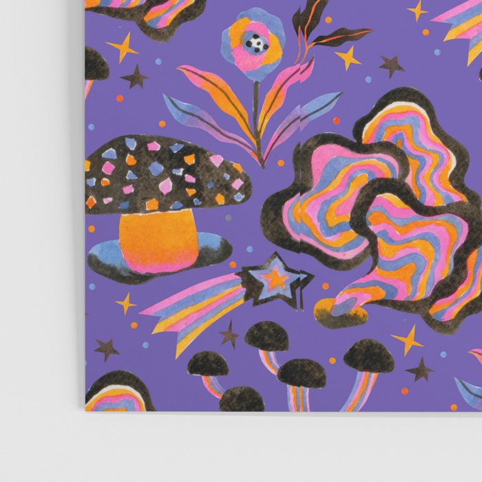 Trippy mushrooms and stars - purple Poster Gallery Image 3