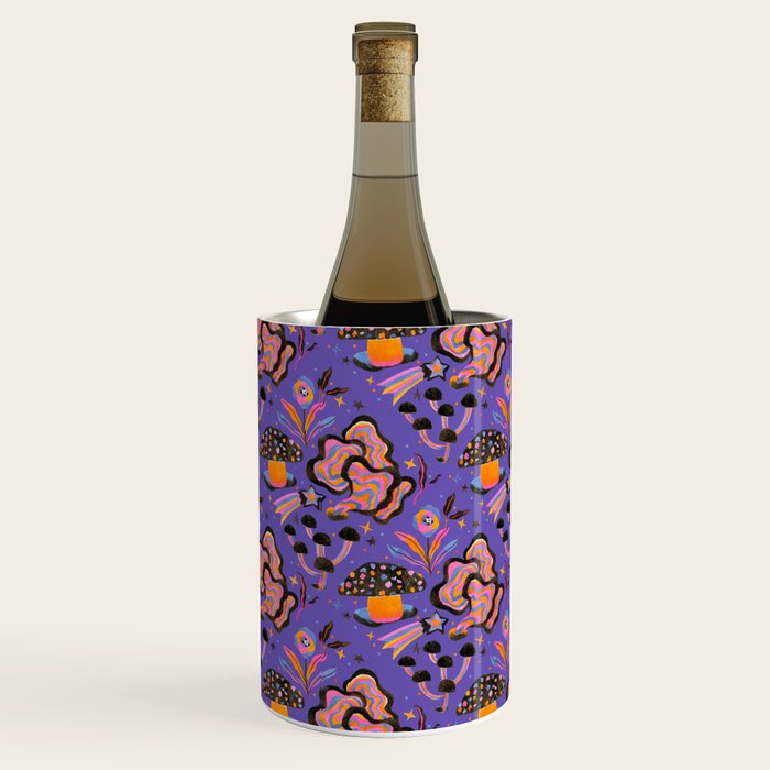 Trippy mushrooms and stars - purple Wine Chiller Gallery Image 3