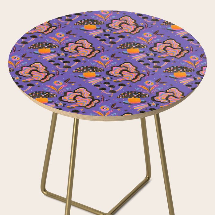 Trippy mushrooms and stars - purple Side Table Gallery Image 2