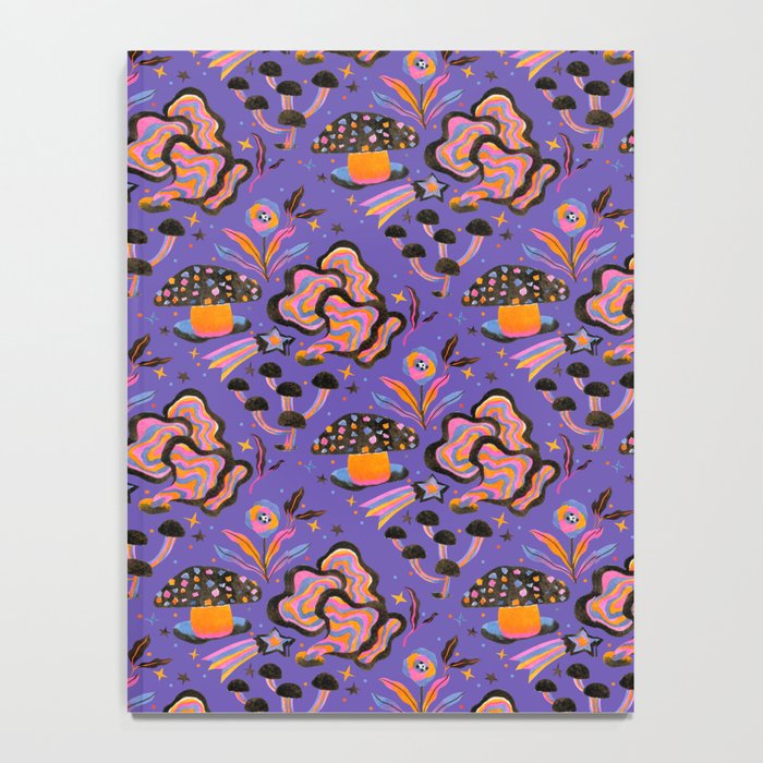 Trippy mushrooms and stars - purple Notebook Gallery Image 4