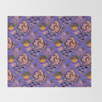 Trippy mushrooms and stars - purple Throw Blanket Gallery Image 2
