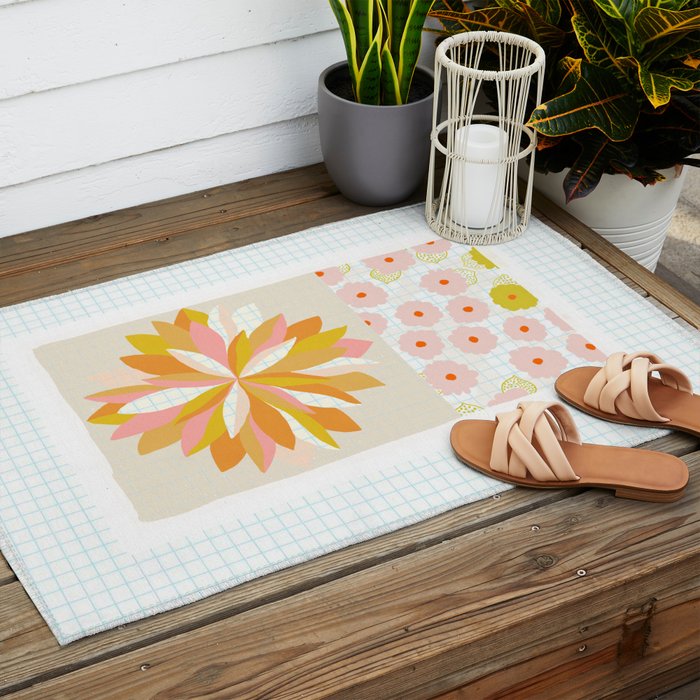 dahlias & daisies Outdoor Rug Gallery Image 2