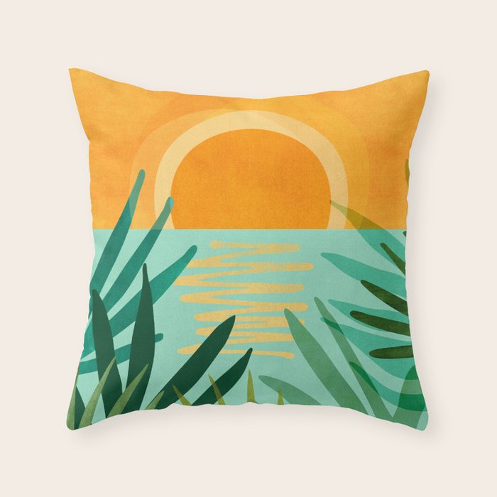 Peaceful Tropics - Sunset Landscape Throw Pillow Gallery Image 6