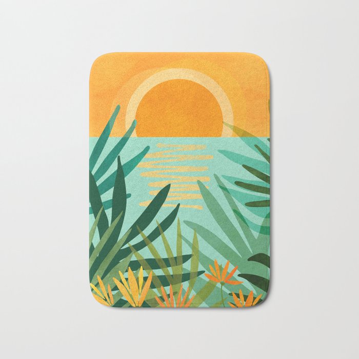 Peaceful Tropics - Sunset Landscape Bath Mat Gallery Image 1