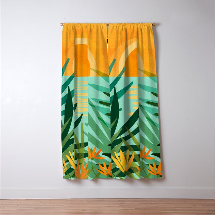 Peaceful Tropics - Sunset Landscape Window Curtain Gallery Image 3