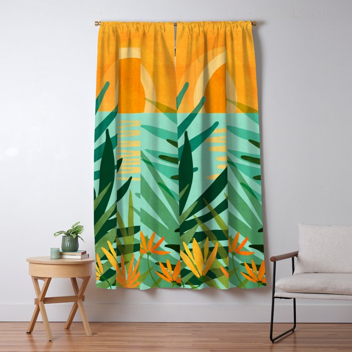 Peaceful Tropics - Sunset Landscape Window Curtain Gallery Image 5