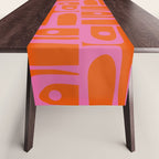 Mid Century Modern Piquet Abstract Geometric Multi Pattern in Hot Pink and Red-Orange Table Runner Gallery Image 1