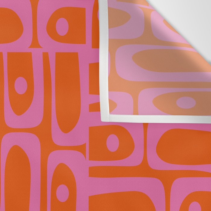 Mid Century Modern Piquet Abstract Geometric Multi Pattern in Hot Pink and Red-Orange Wall Tapestry Gallery Image 3