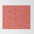 Mid Century Modern Piquet Abstract Geometric Multi Pattern in Hot Pink and Red-Orange Throw Blanket Gallery Image 2
