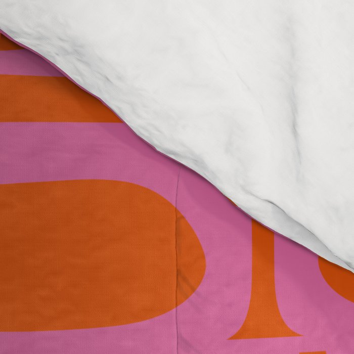Mid Century Modern Piquet Abstract Geometric Multi Pattern in Hot Pink and Red-Orange Comforter Gallery Image 4