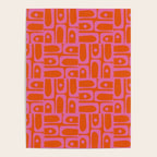 Mid Century Modern Piquet Abstract Geometric Multi Pattern in Hot Pink and Red-Orange Poster Gallery Image 4