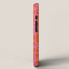 Mid Century Modern Piquet Abstract Geometric Multi Pattern in Hot Pink and Red-Orange iPhone Case Gallery Image 2