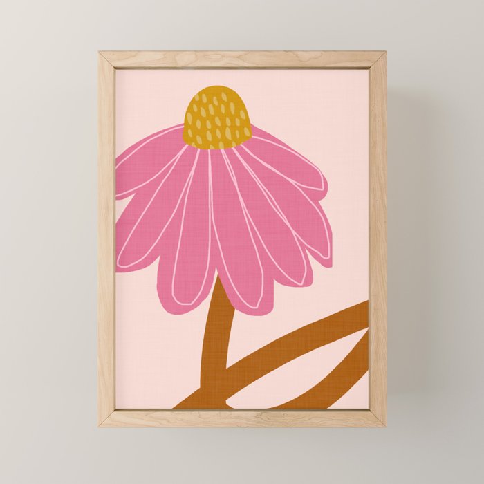 Woodland flower - pink Mini Art Print Gallery Image 1