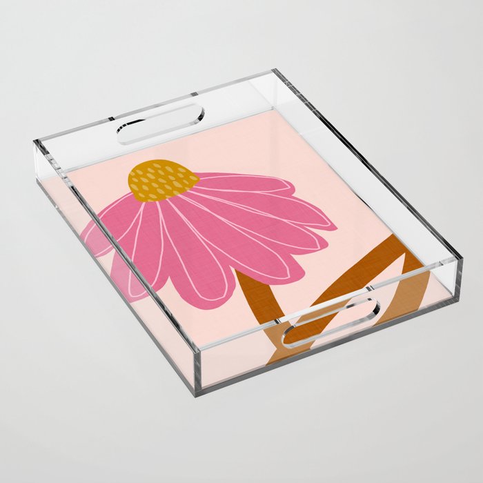 Woodland flower - pink Acrylic Tray Gallery Image 1