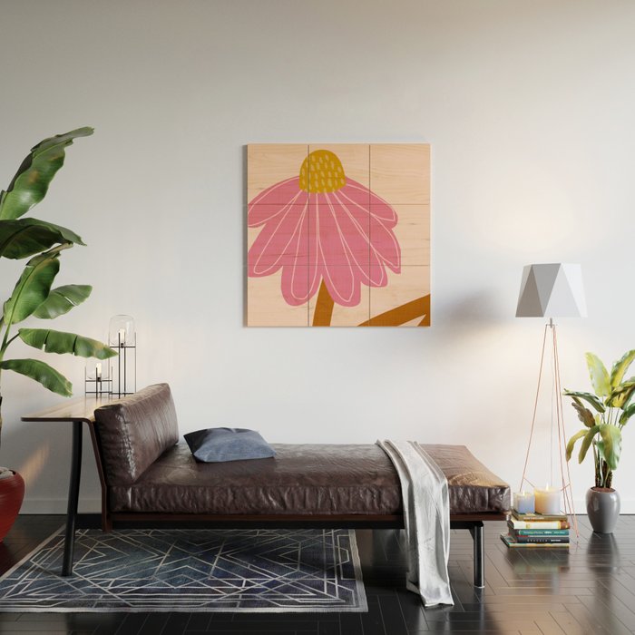 Woodland flower - pink Wood Wall Art Gallery Image 2