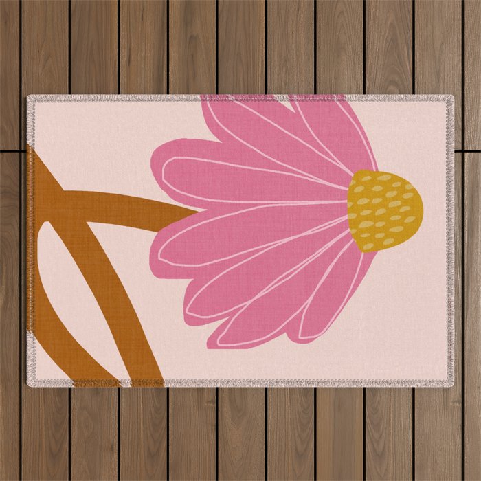 Woodland flower - pink Outdoor Rug Gallery Image 1