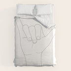 Minimal Line Art Shaka Hand Gesture Duvet Cover Gallery Image 6