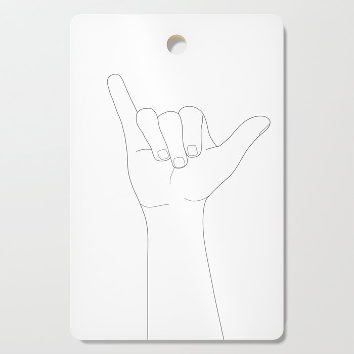 Minimal Line Art Shaka Hand Gesture Cutting Board Gallery Image 1