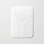 Minimal Line Art Shaka Hand Gesture Bath Mat Gallery Image 1