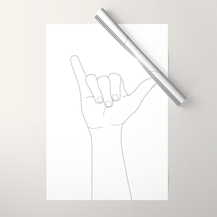 Minimal Line Art Shaka Hand Gesture Wrapping Paper Gallery Image 1