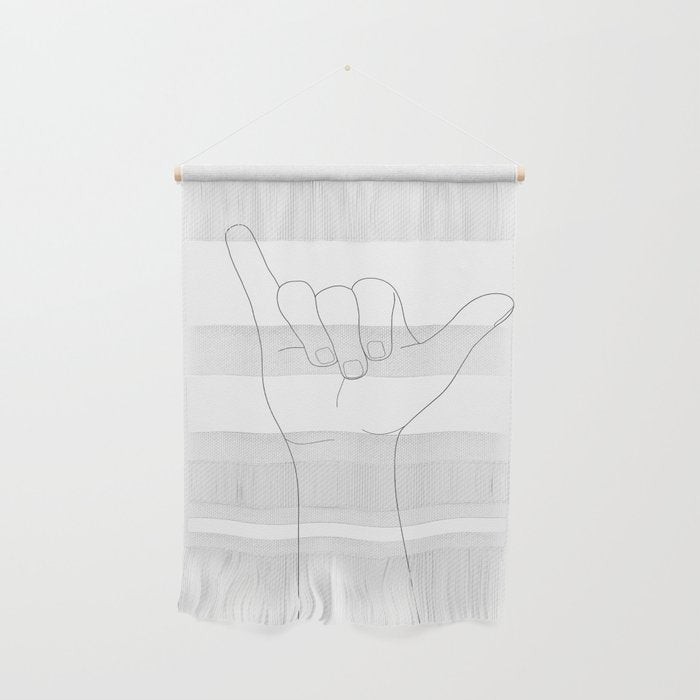 Minimal Line Art Shaka Hand Gesture Wall Hanging Gallery Image 1